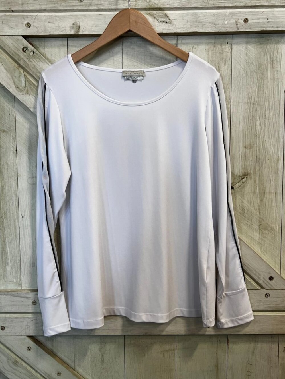 Anatomie White Top with Mesh Slit on Sleeves Size L
